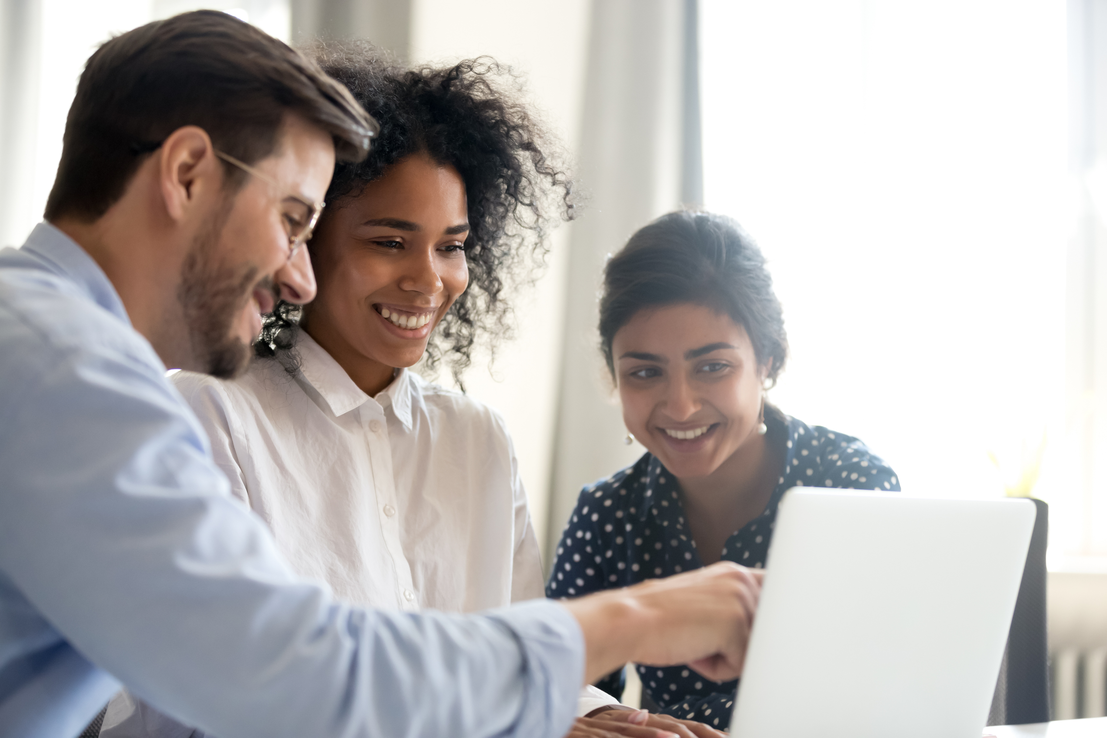 Employees on a computer