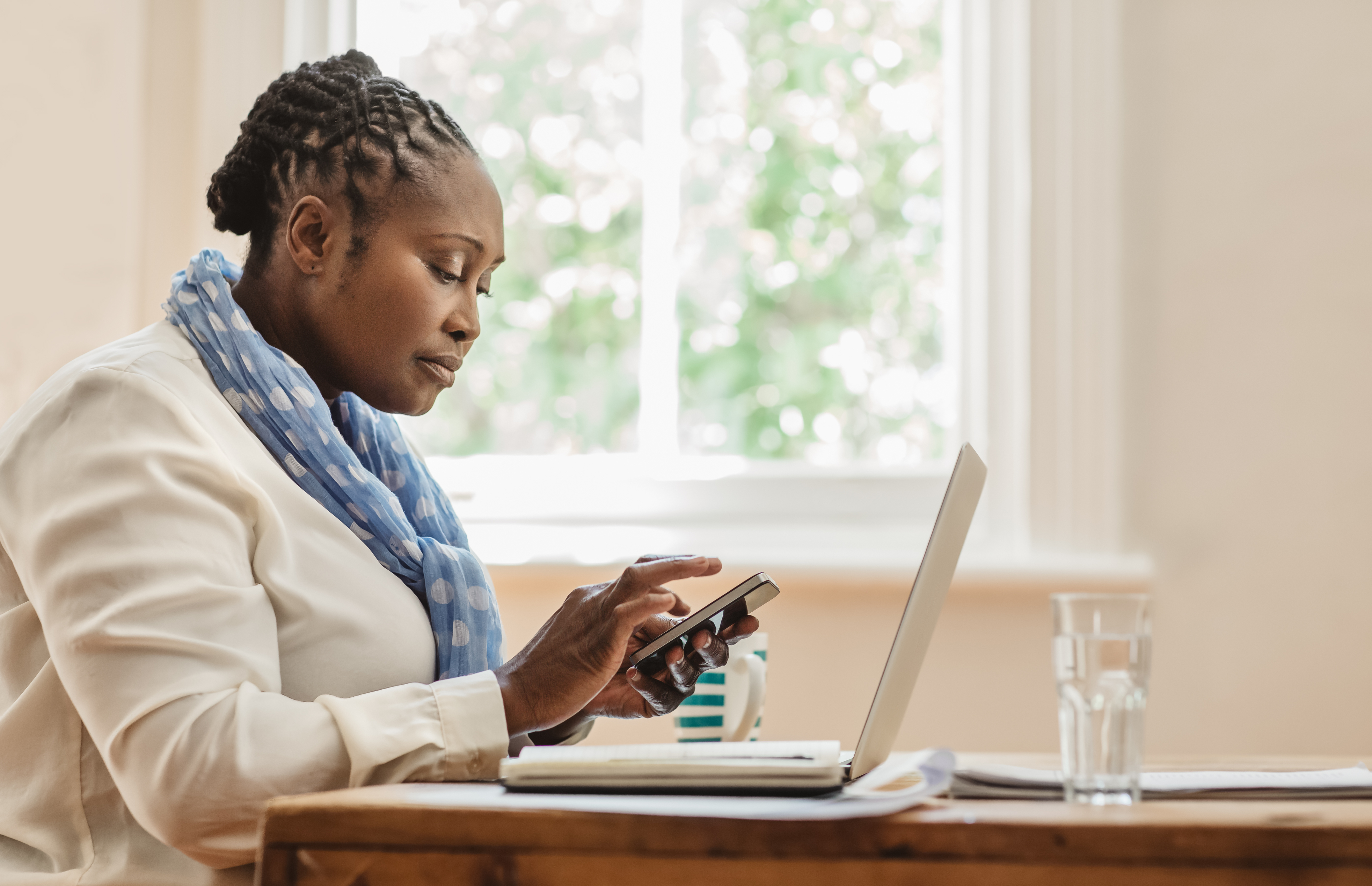 Older woman working at computer