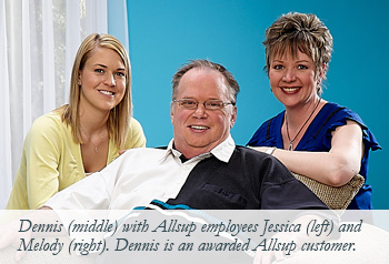 Allsup employees with a customer. Allsup employees with a customer