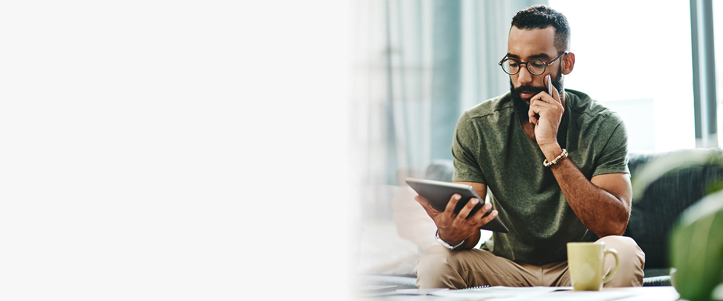 Man filing a VA appeal claim with Allsup on his tablet