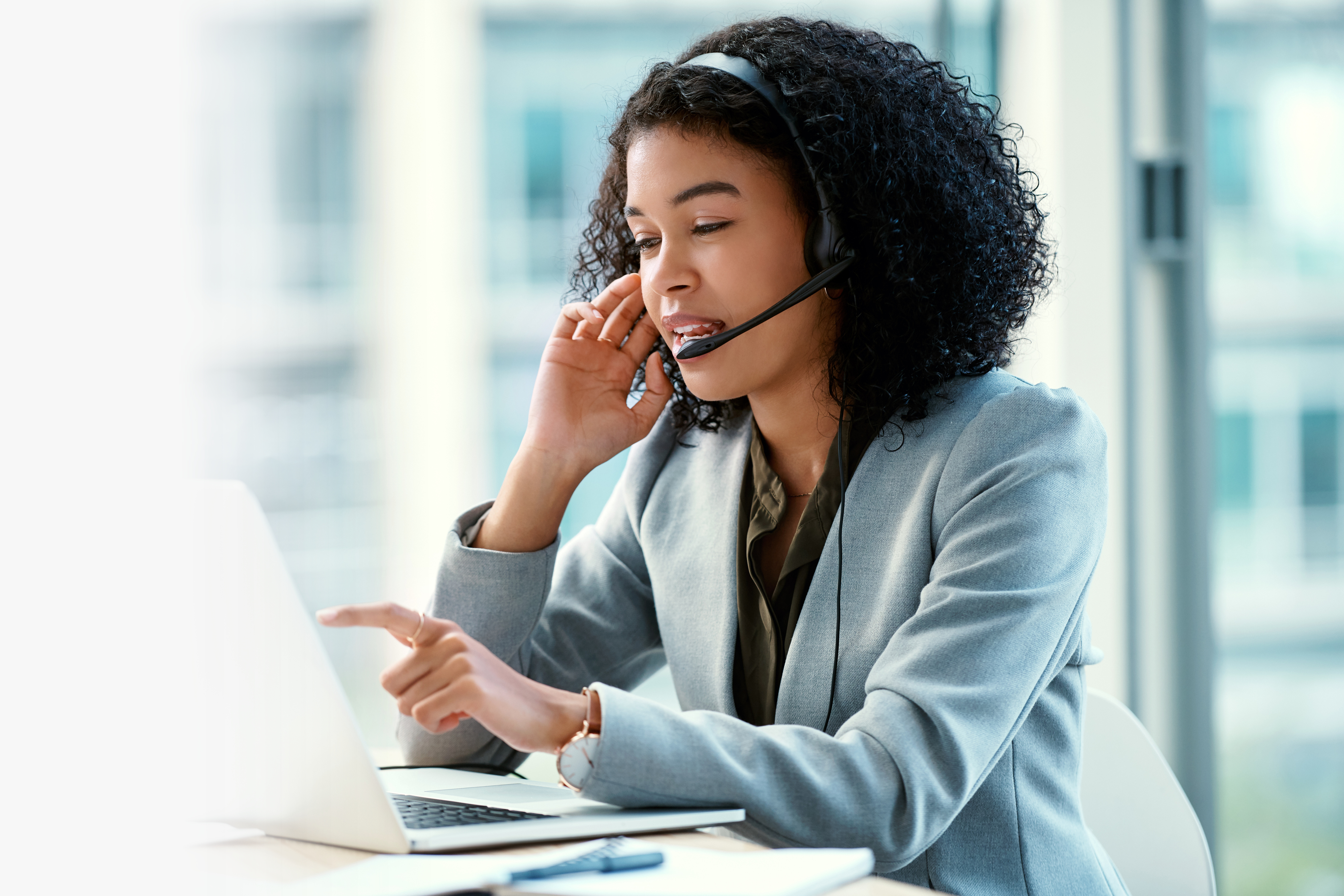 Woman with a headset