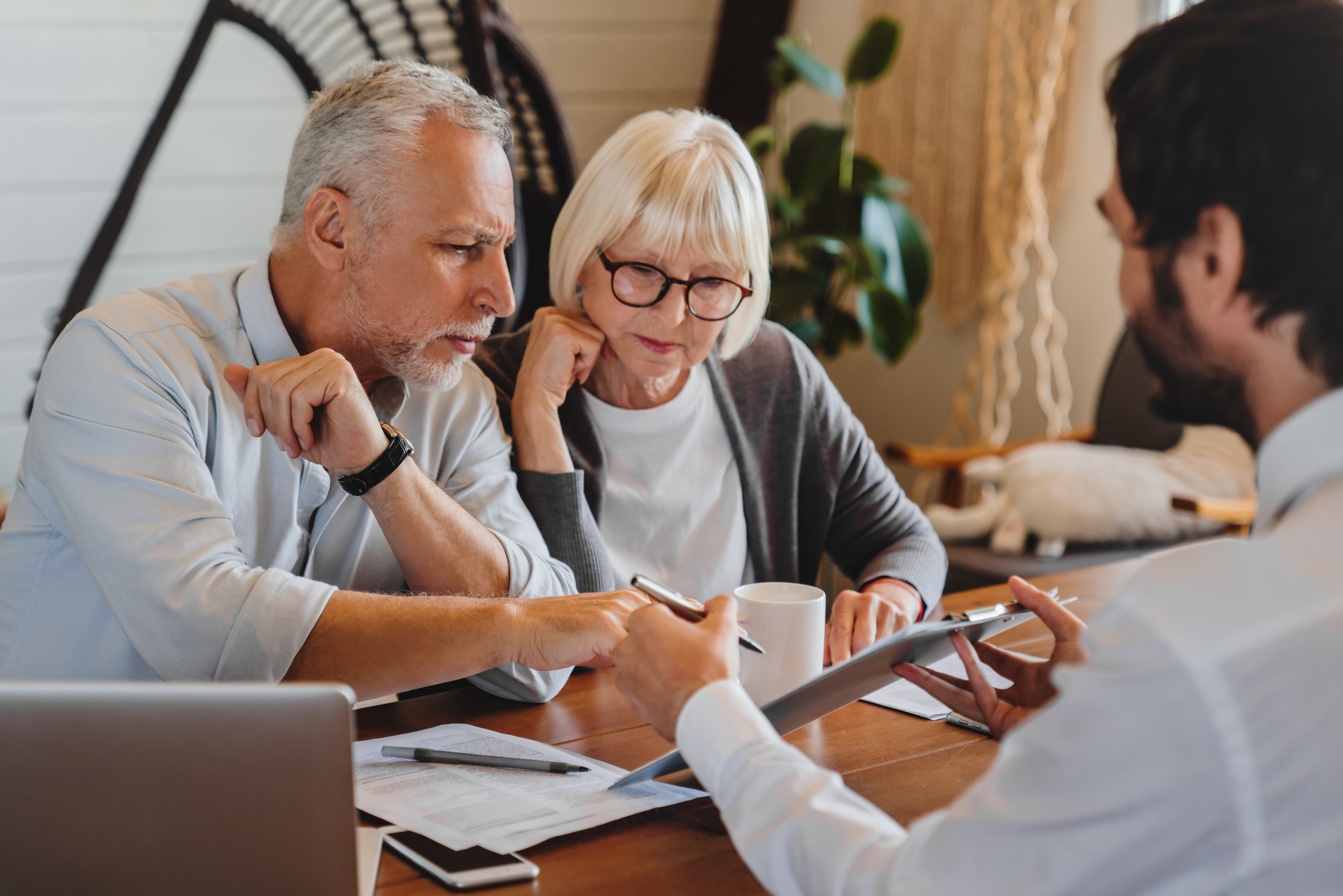 Couple reviewing paperwork