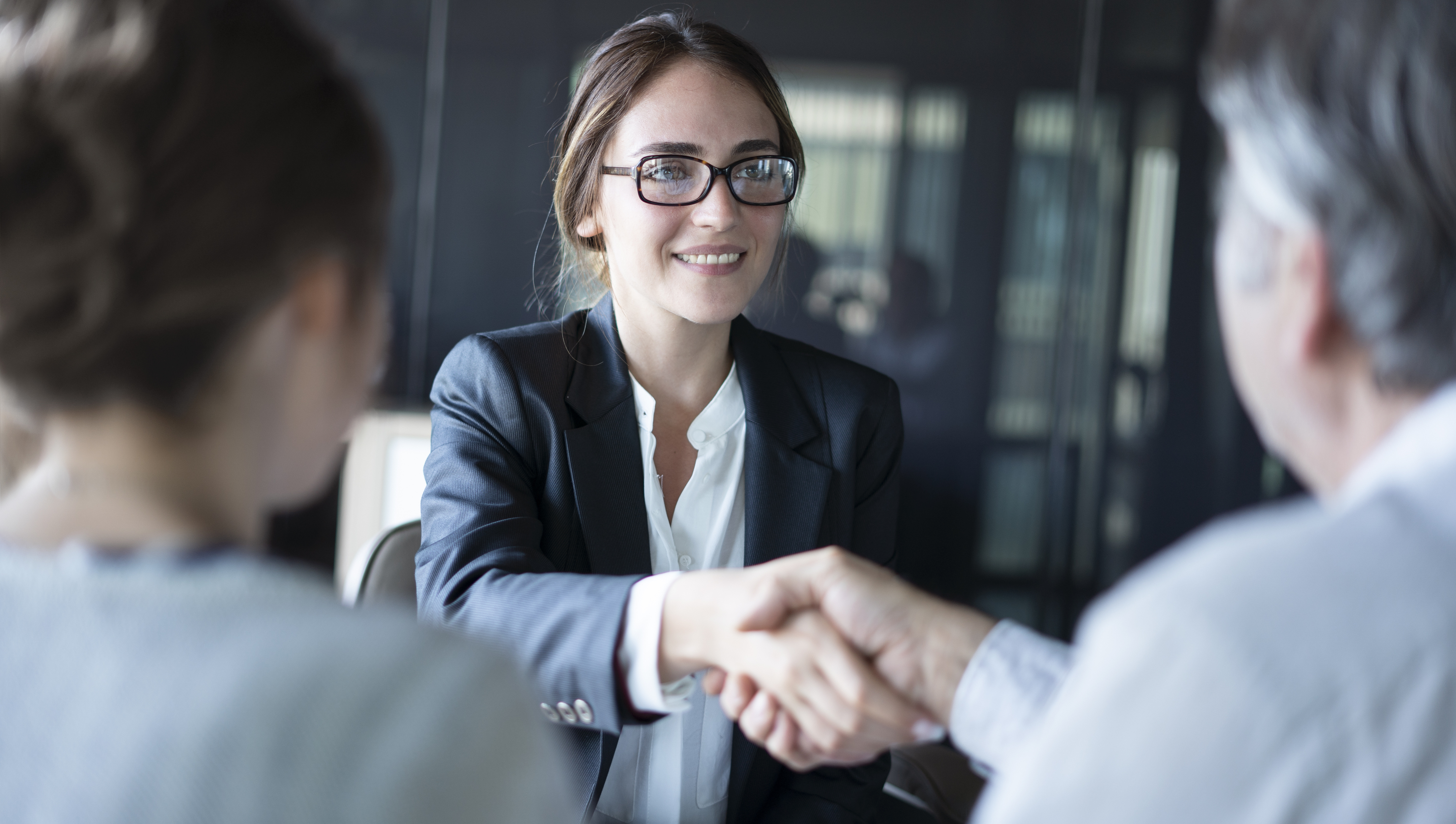 Woman shaking hands